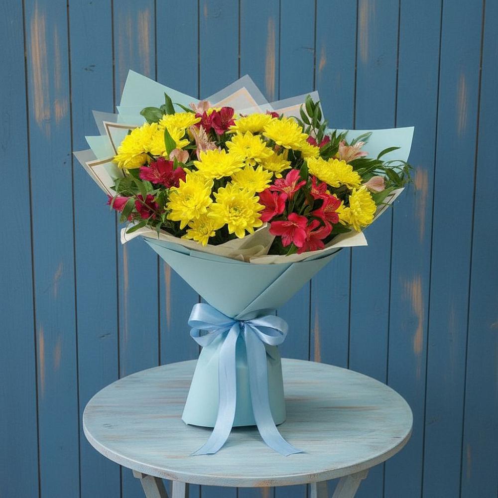 Букет цветов из: Альстромерии и Хризантемы в Орле-Изумруде