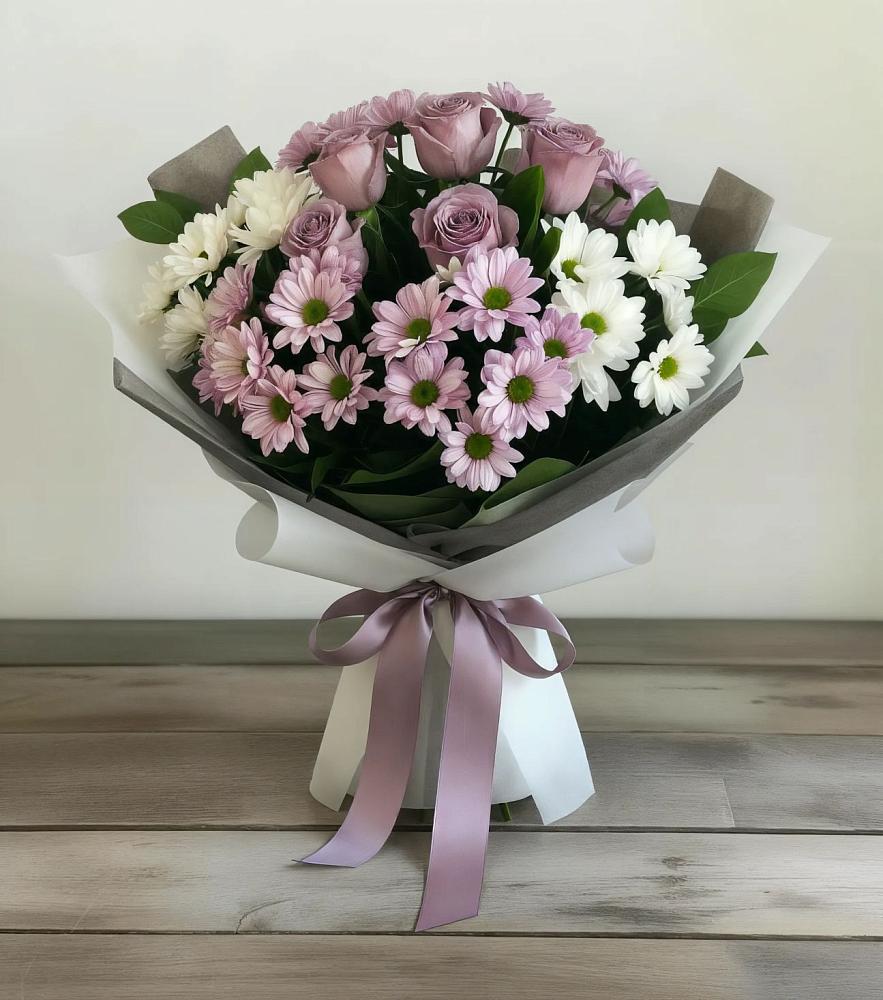 Букет цветов из: Хризантемы и Розы в Орле-Изумруде