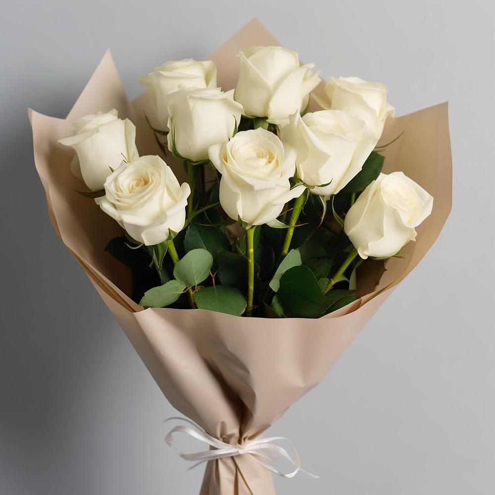 Букет 9 Белых роз Эдлесс Лав в Орле-Изумруде