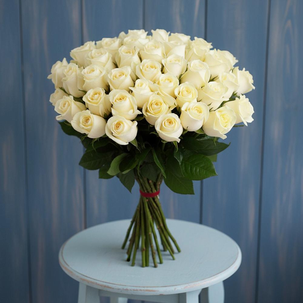 Букет 51 Белая роза Эдлесс Лав в Орле-Изумруде