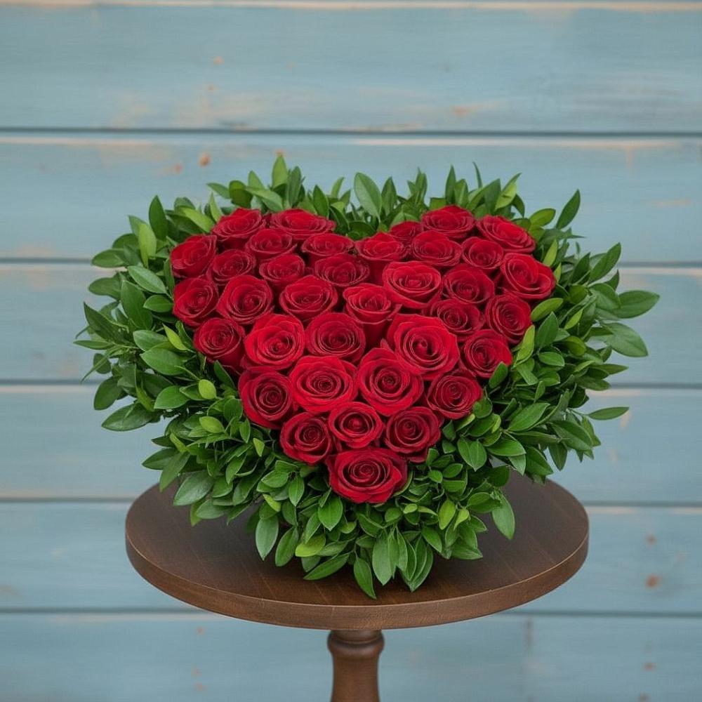 Цветочная композиция из Розы в виде сердца в Орле-Изумруде