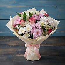 Букет цветов из:  Хризантемы, Альстромерии и Розы в Орле-Изумруде