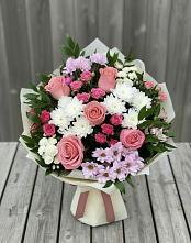 Букет цветов из:  Альстромерии, Гвоздики, Розы и Хризантемы #REPLACE_PRED# Орле-Изумруде