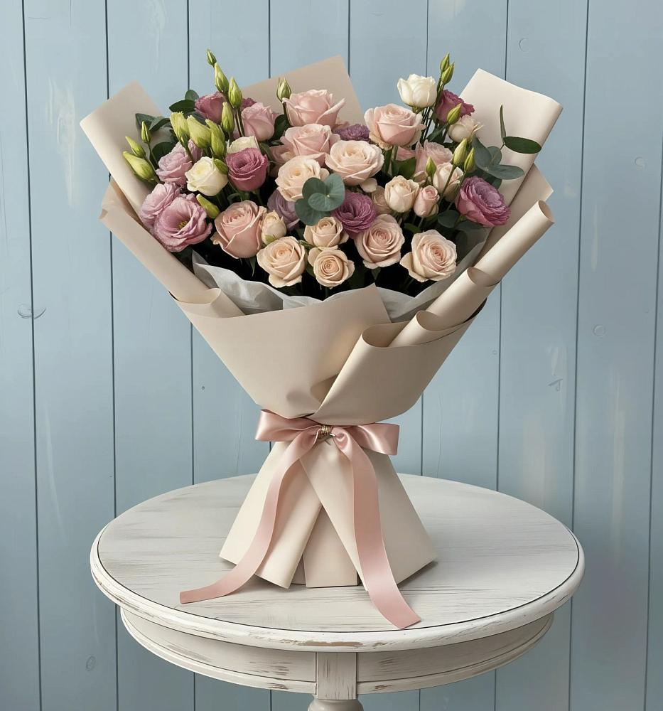 Букет цветов из: Розы и Лизиантусы в Орле-Изумруде