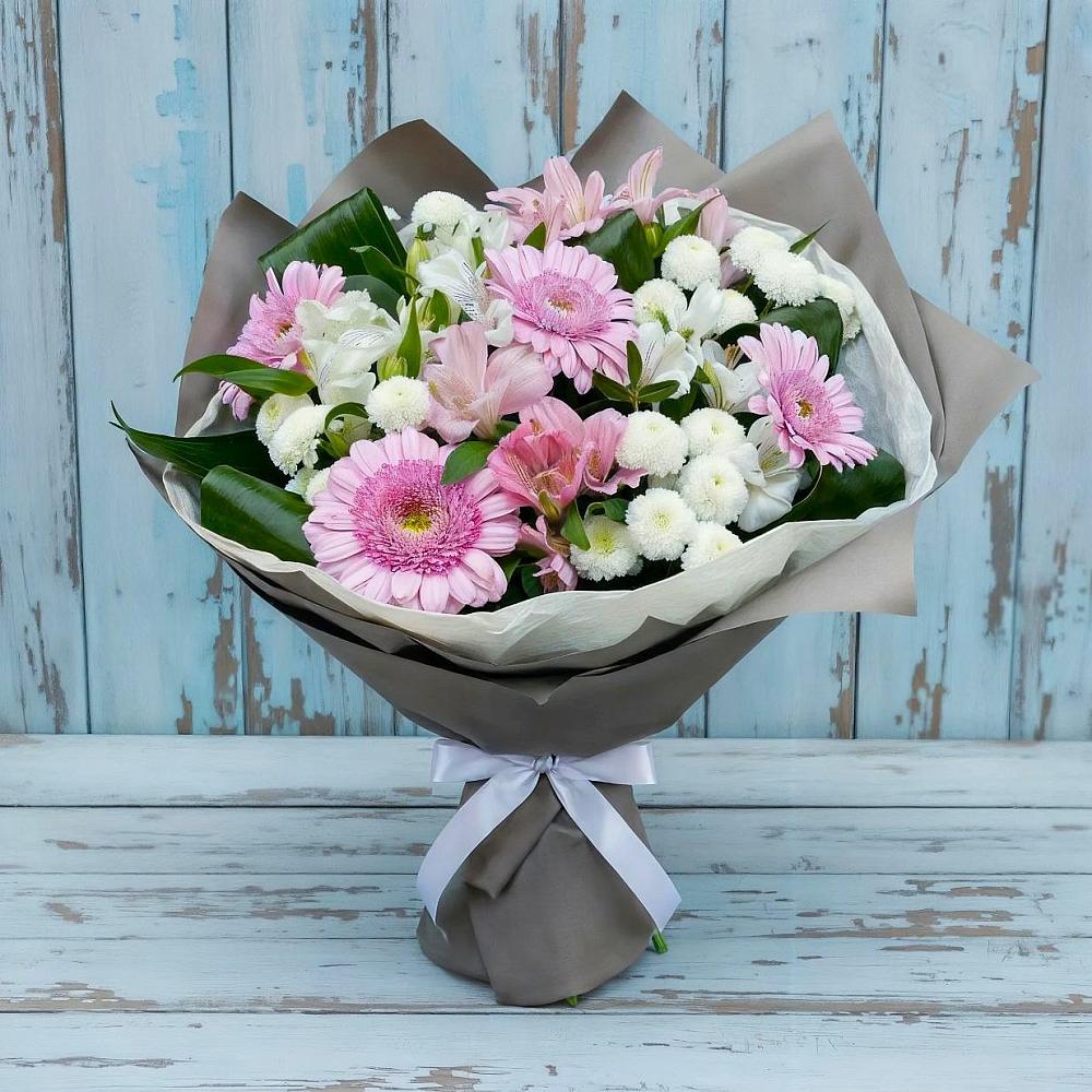 Букет цветов из: Герберы, Альстромерии и Хризантемы в Орле-Изумруде