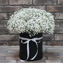 Цветочная композиция из Гипсофила в шляпной коробке в Орле-Изумруде