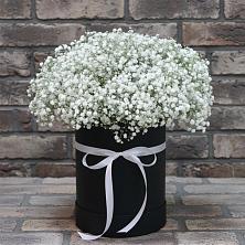 Цветочная композиция из Гипсофила в шляпной коробке в Орле-Изумруде